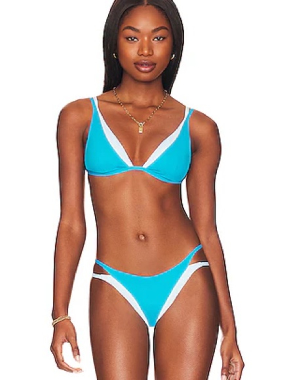 Lspace Fused Finneas Bikini Top in Electric Blue & Sky Blue